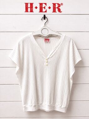 HER White Textured Knit Dolman Top Size 3X run small